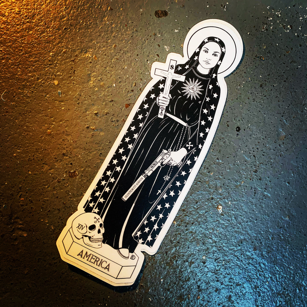 ‘Saint America’ sticker 2.5”x8”